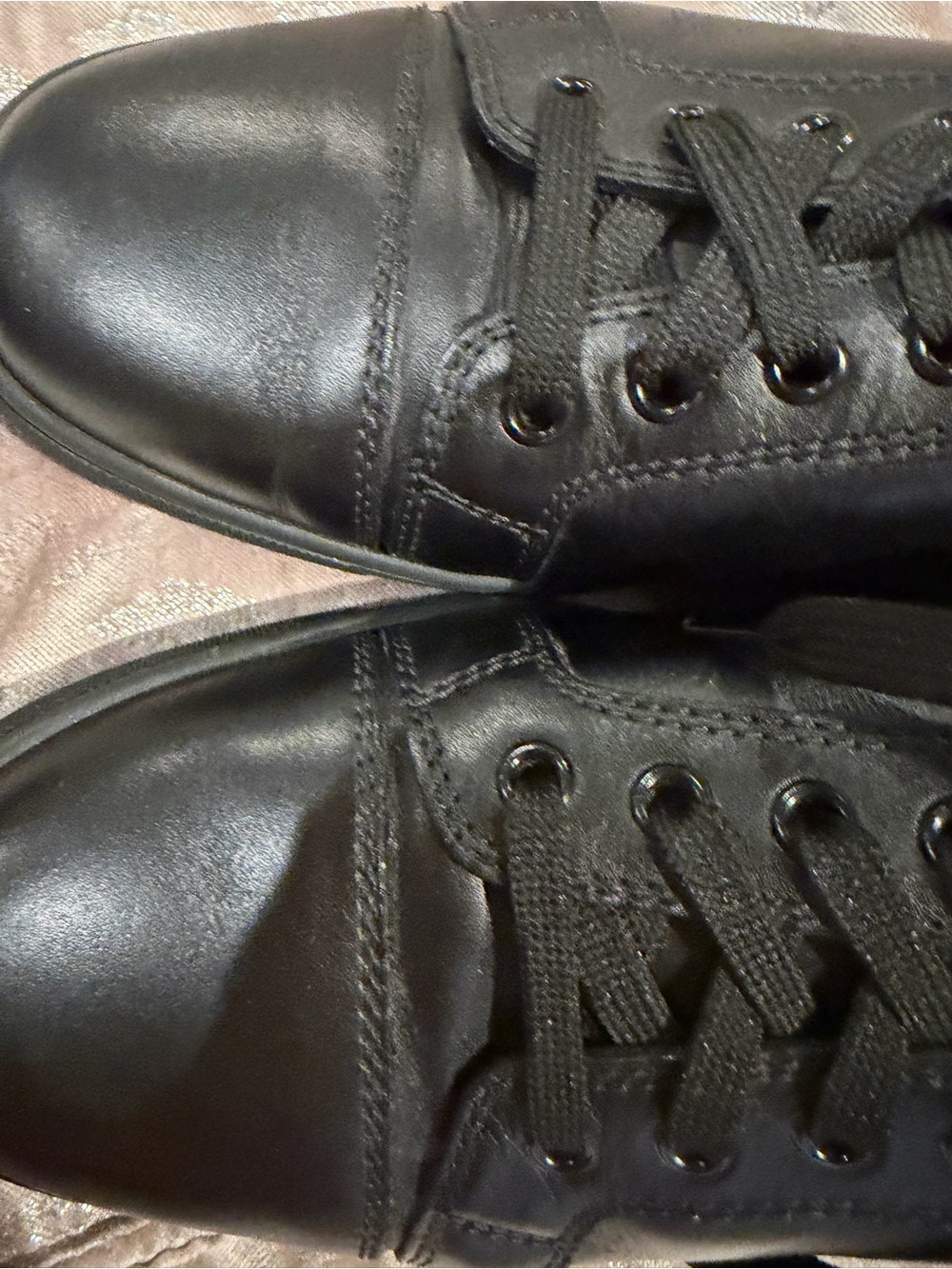 Christian Louboutin Men's Black Leather Lace-Up Sneakers